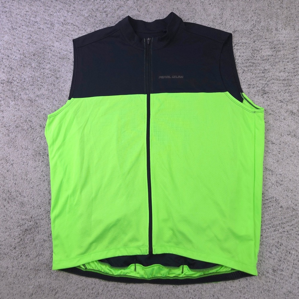 Pearl Izumi Cycling Vest Mens XXL Hi Vis Safety Green Full Zip Jacket GUC